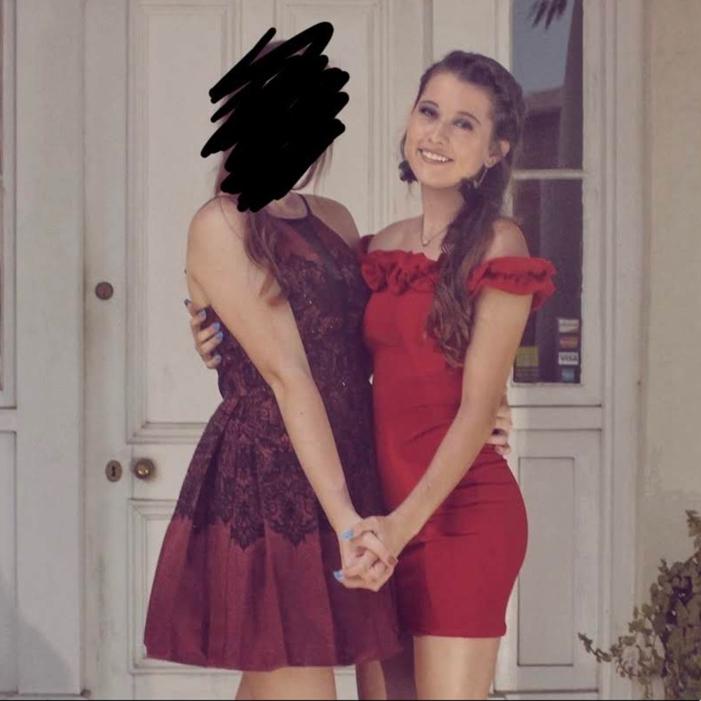Motel Rocks Red Ruffled Off The Shoulder Dress